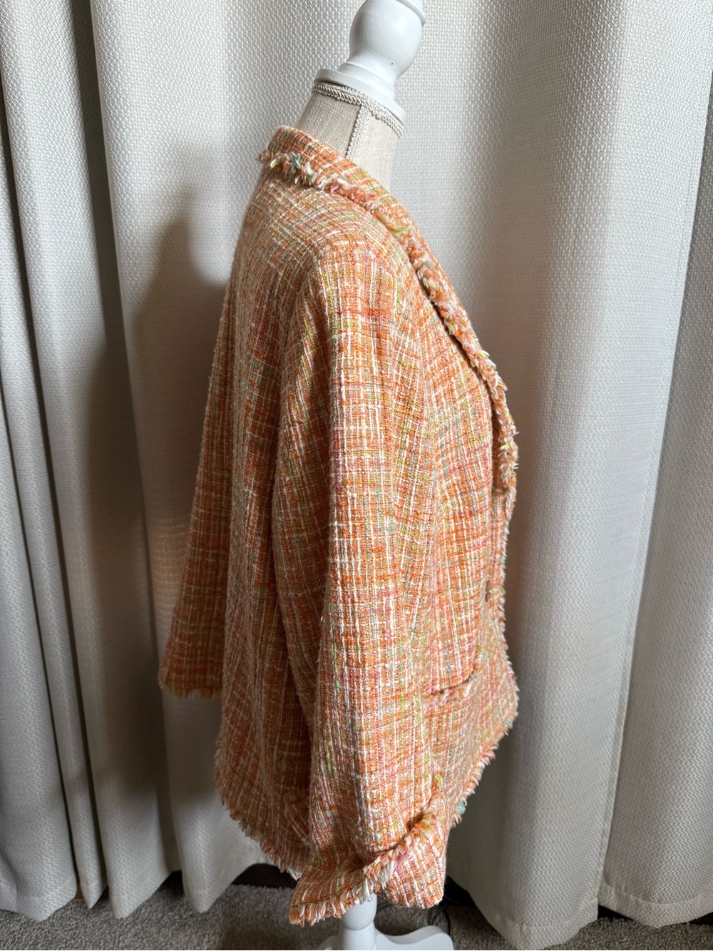 Jones New York Signature Orange Tweed Lined Blazer W/ Front Pockets Size 20W - Picture 6 of 13